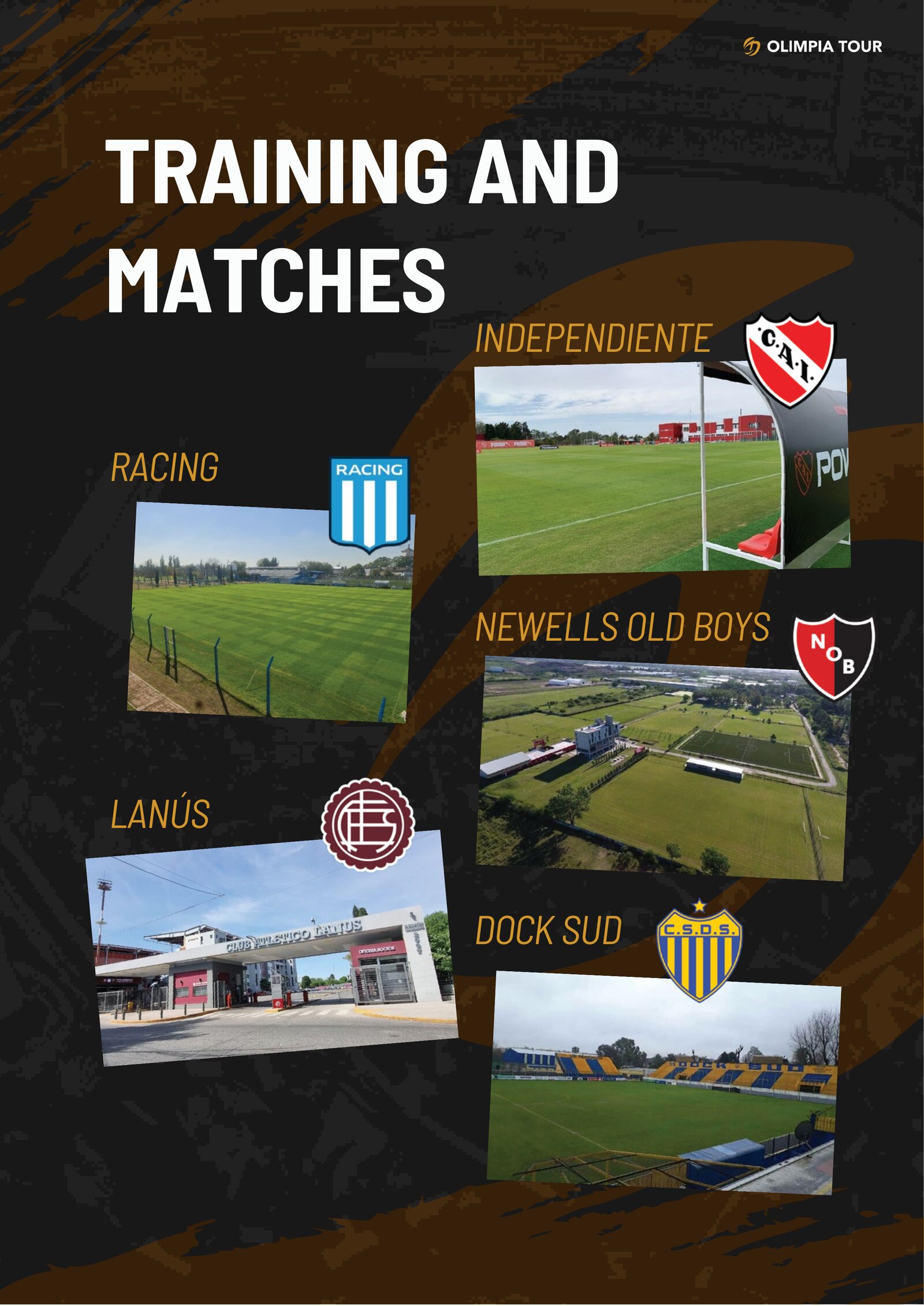 Training and matches at Racing, Independiente, Lanús and more