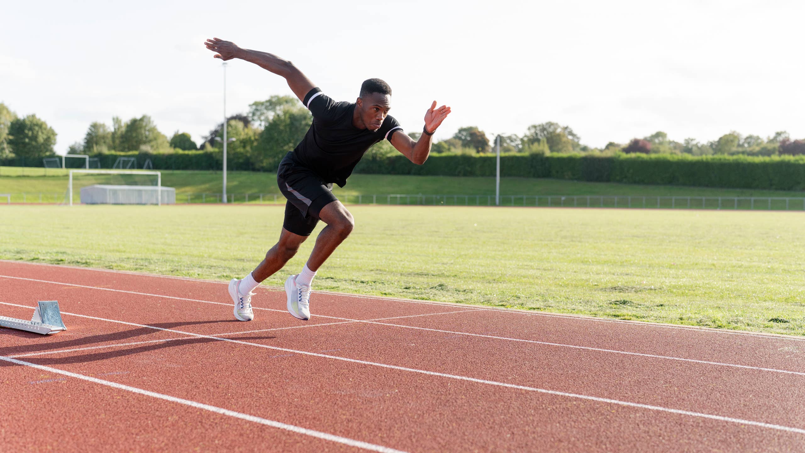 Elite athlete sprinting during professional training session in Argentina
