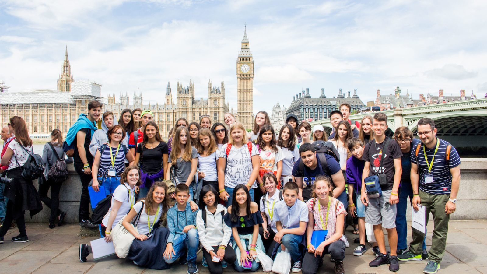 A school group of students on an international school trip to London, United Kingdom