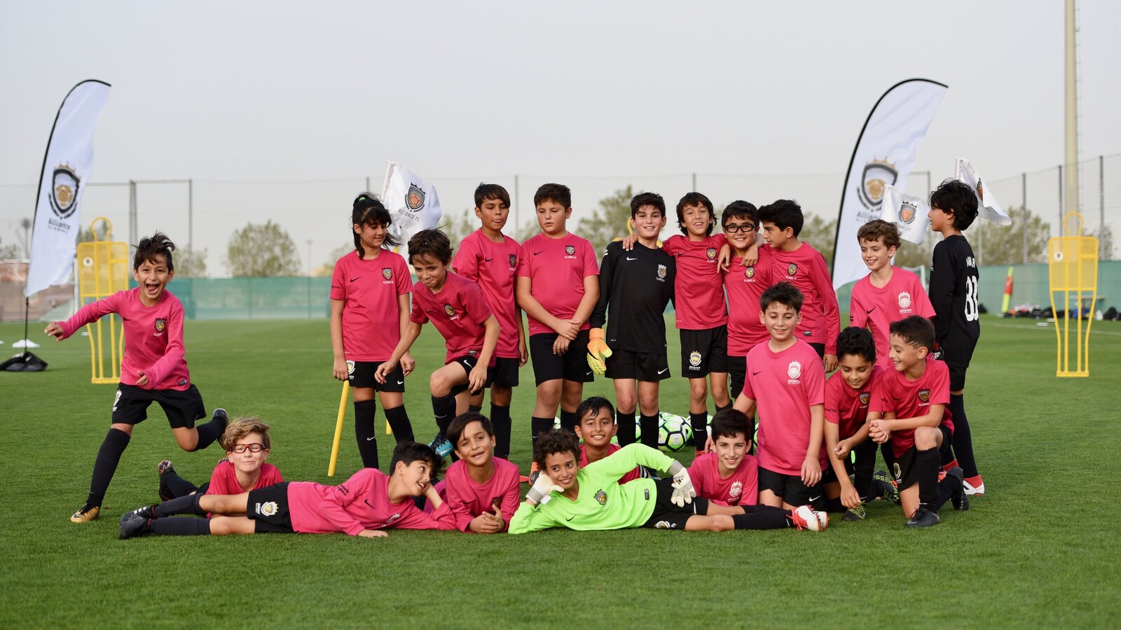 Youth football team at an international academy tournament in Dubai