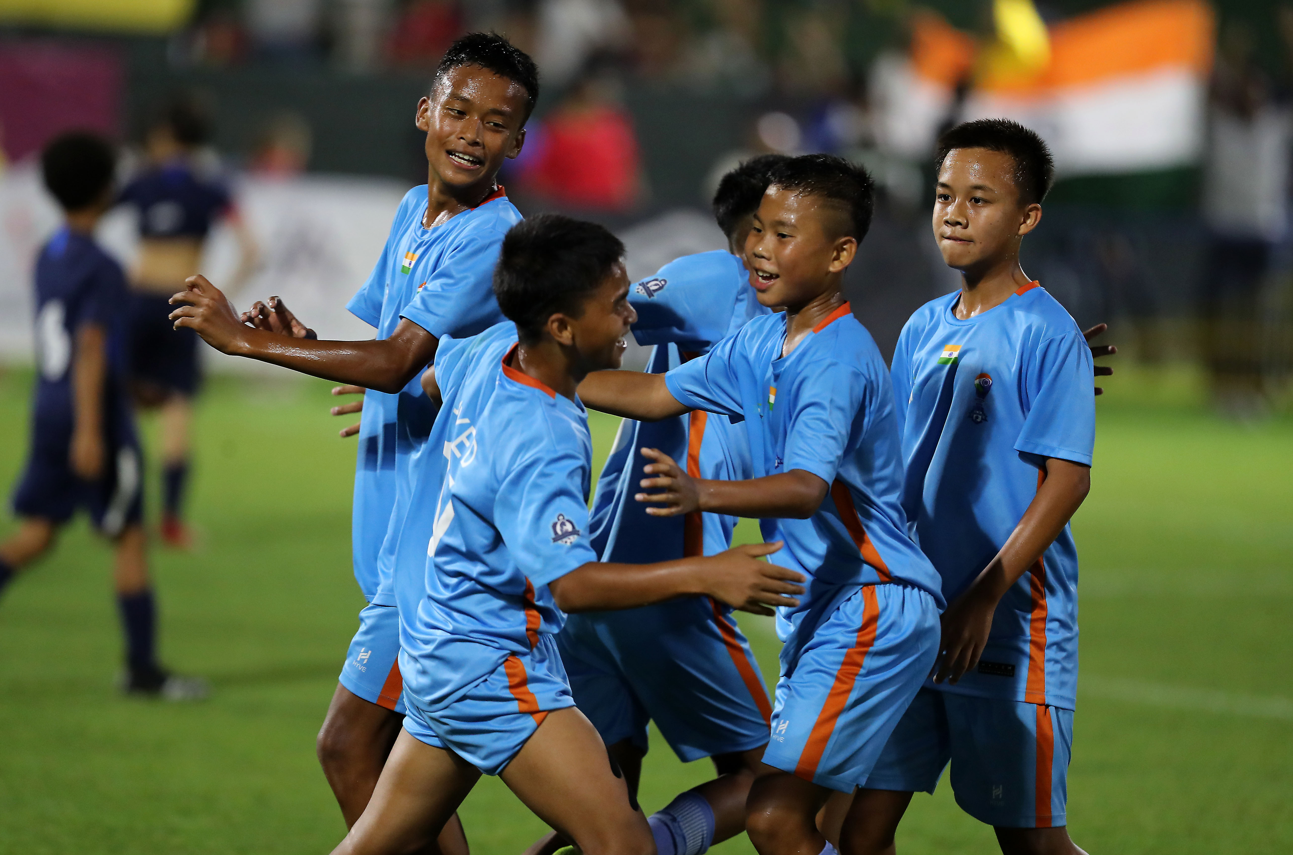 Young footballers competing at an international youth tournament in Dubai