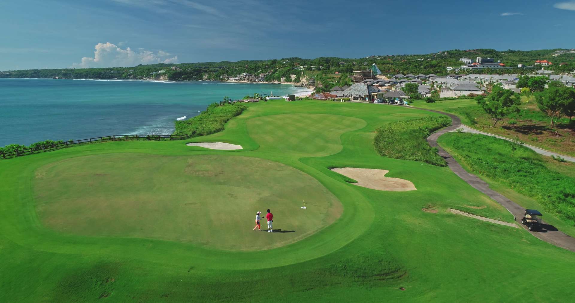 Dramatic clifftop coastal golf course in Bali, Indonesia overlooking the ocean