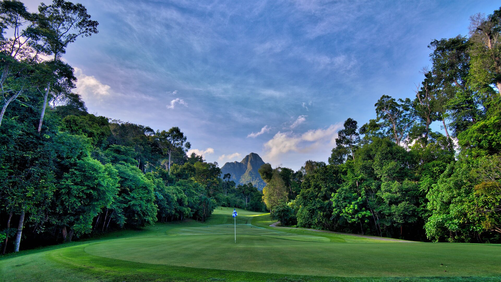 Island rainforest and ocean golf course in Langkawi, Malaysia