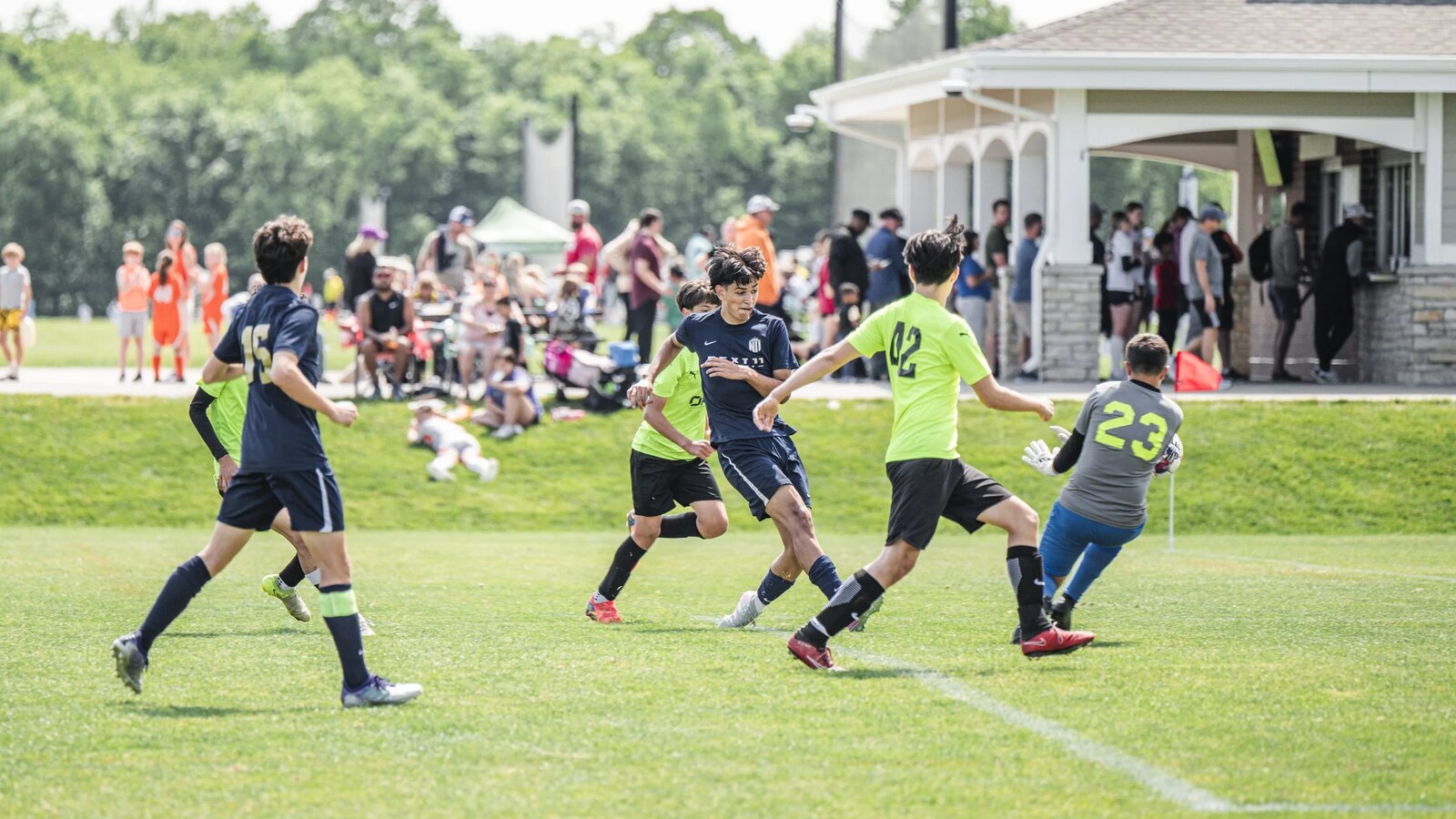 Youth footballers competing at an international tournament